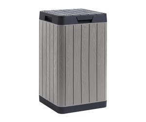 Toomax Rio Garden Bin - Cubo de basura de exterior de 80 l para la recogida de residuos, color gris pardo/antracita, 39 x 24 x 56 cm de altura, con asas, soporte y apertura a presión
