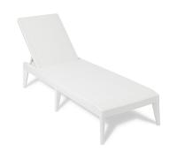 Toomax Sirolo tumbona de tomar el sol color blanco efecto ratán, tumbona de jardín en plástico resistente anti-UV 60x186x29h cm, con respaldo ajustable, para exteriores, terraza y piscina