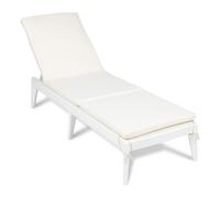 TOOMAX Tumbona reclinable Sirolo, con acabado de yute y respaldo ajustable, con cojín, de plástico reciclado anti-UV (blanco, 60 x 186 x 32,5 cm)