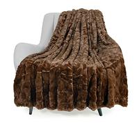 TOONOW Manta mullida acogedora de Piel sintética, Extra Suave, de Doble Cara, esponjosa, cálida Manta de Felpa para sofá Cama, 51 x 67 Pulgadas (marrón)