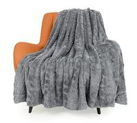 TOONOW Manta mullida de Piel sintética de Lujo, Extra Suave, de Doble Cara, esponjosa, cálida y Afelpada para sofá, Cama, 51 x 67 Pulgadas (Gris Claro)