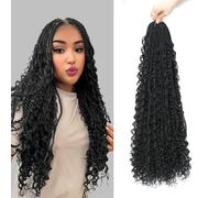 TOOPBIUTI Senegalese Twist Crochet Hair 18 Inch 6 Pack Boho Goddess Island Twist Pre-Looped Crochet Hair with Curly Ends (1B, 18inch-6pc)