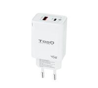TOOQ TQWC-GANQCPD45WT - Cargador DE Pared GAN USB-C/PD + USB-A/QC 45W