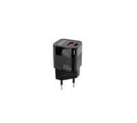 Tooq cargador de pared usb-c/pd + usb-a/qc 20w, negro