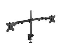 TOOQ DB1232TN-B - Soporte de mesa giratorio, inclinable para 2 monitor/TVs LED/LCD, (13"-32", 8kg peso por brazo, altura ajustable hasta 443mm, inclinación +/-45º, giro 180º,VESA 75x75/100x100), negro