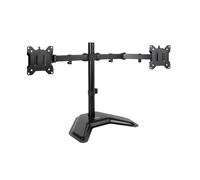 TOOQ DB1702TN-B - Soporte de Mesa con Peana, Giratorio e Inclinable, para Montaje de 2 Pantallas en Horizontal de 17” a 32”, Color Negro