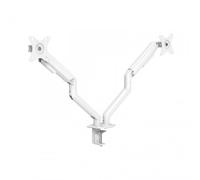 TOOQ DB4132TNR-W - Soporte de Mesa Giratorio e Inclinable para Pantallas de 17"-32" Pulgadas, de Dos Brazos, Ajustable y Regulable con Mecanismo Asistido por Muelles, Color Blanco