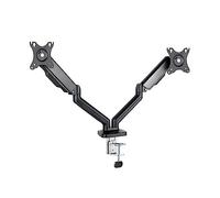 TOOQ DB5132TNR-B - Soporte de Mesa Giratorio e Inclinable para 2 Pantallas de 17"-32", de Dos Brazos Articulados, Ajustable y Regulable con Mecanismo Asistido por Muelles, Color Negro