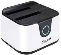 Tooq TQDS-802BW - Base de conexion Docking Station con doble bahia SATA para discos de 2.5" y 3.5", USB 3.0 y USB 2.0 HOST, funcion CLONE offline, color blanco