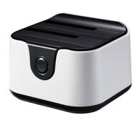 Tooq TQDS-802BW - Base de conexion Docking Station con doble bahia SATA para discos de 2.5" y 3.5", USB 3.0 y USB 2.0 HOST, funcion CLONE offline, color blanco