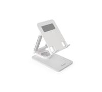 TooQ PH-Hermes-Luna - Soporte de Sobremesa Ajustable para Móvil o Tablet de hasta 12,9”, Plegable, Rotación 360°, Color Blanco