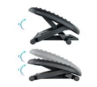 TooQ - Reposapiés Ajustable en Altura e Inclinación ''Confort'', Negro