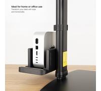 TooQ Soporte de mesa para pantallas 17”-27” con soporte integrado para CPU Ligera