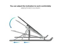 TooQ - Soporte Elevador para Portátiles, Tablets, Móviles y Libros, Gris