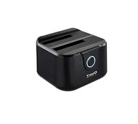 TooQ TQDS-802B - Base de conexion Docking Station con Doble Bahia SATA para Discos de 2.5" y 3.5", USB 3.0 y USB 2.0 Host, Funcion Clone Offline, Color Negro