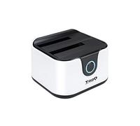 Tooq TQDS-802BW - Base de conexion Docking Station con doble bahia SATA para discos de 2.5" y 3.5", USB 3.0 y USB 2.0 HOST, funcion CLONE offline, color blanco