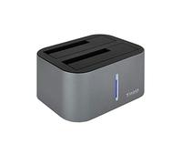 TOOQ TQDS-805G - Base de Conexión Docking Station con Doble Bahía SATA para Discos de 2.5" y 3.5", USB 3.0 / USB 3.1 Gen1, Compatible con USB 2.0, Función Clone Offline, Color Gris