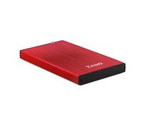 TooQ TQE-2527R - Carcasa para discos duros HDD de 2.5", (SATA I/II/III de hasta 9.5 mm de alto, USB 3.0), aluminio, indicador LED, color rojo, 50 grs.