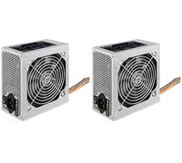 Tooq TQEP-500SSE - Fuente de Alimentacion Ecopower II de 500W con PFC Activo, Ventilador silencioso de 120mm con Control automatico de Velocidad, (ATX 12V V1.3, CE/RoHS, Color Plata) (Paquete de 2)