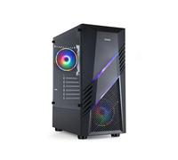 TooQ Caja semitorre gaming Biohazard - ATX/Micro-ATX/Mini-ITX, cristal templado, RGB (negro)
