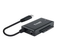 TOOQ TQHDA-01A - Adaptador USB 3.0 USB-A a SATA para Discos Duros de 2.5” y 3.5”, con Alimentador, Color Negro