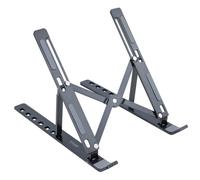 TOOQ TQLRS0035-AL-G - Soporte Elevador para Portátiles, Tablets, Móviles y Libros, Aleación de Aluminio, Plegable y con 7 Niveles de Regulación, Válido para portátiles de 11”-15”, Color Gris Oscuro