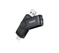 TooQ Lector de tarjetas TQR-3003B USB-C 2.0 + USB-A 3.0 SD/TF Negro