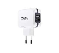 TooQ TQWC-1S02WT - Cargador de Pared con 2 x USB (5V - 3.4 A, 17 W), con tecnologia AiPower, para iPad/iPhone/Samsung/Tablets/Smartphones, Color Blanco