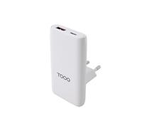 Cargador de dispositivos móviles TooQ TQWC-GANSL65W1A1C GaN 65W USB-C y USB-A Blanco ultrafino