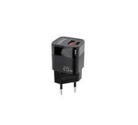 TOOQ TQWC-QCPD20 - Cargador de Pared Multipuerto USB-C con PD y USB-A con QC de 20W, Compatible con Huawei, Xiaomi y Más, Color Negro