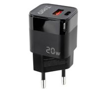 TooQ TQWC-QCPD20 Cargador de Pared USB-C/PD + USB-A/QC 20W Negro