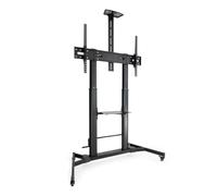 TOOQ FS20400HM-B - Soporte de Suelo con Ruedas "ZEUS", con Regulación de Altura con Manivela, para Pantallas 60"-100", Color Negro