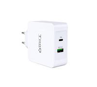 TooqTQWC-2SC03WT - Cargador de pared de carga rápida con 2 x (USB-C y USB) 48W / 6A, con tecnologia Quick Charge y PD, para iPad / iPhone X 7 8 / Plus / Samsung / Tablets / Smartphones, color BLANCO
