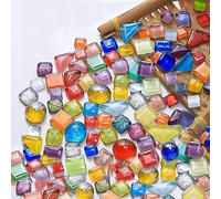 TOOSOAR 500g de Colores Piedras de Mosaico de Vidrio,Forma Irregular Mosaico de Cristal Azulejos, para Manualidades de Decoración Del Hogar