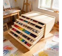TOOSOAR Caja de Almacenamiento para Artistas,6 Cajones,con Divisores Extraíbles,para Lápices Pastel,Bolígrafos,Rotuladores,Pinceles,40×25.5×15.2cm