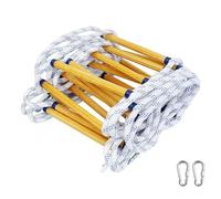 TOOSOAR Escalera de Cuerda de Escape de Incendio 8 m,con 2 Mosquetón,para Casa de 2-3 Plantas, Balcón y Barandilla,Capacidad de Carga hasta 120KG