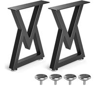 TOOSOAR Patas de mesa de metal negro de 16 pulgadas, en forma de V, patas de mesa de café, patas de mesa de café, 1 par