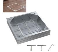 TOOSOAR Tapa de alcantarilla de 30x30x6 cm,Aleación de aluminio Tapa de Registro Empotrada y Marco,Tapa de Inspección Invisible para Rejillas de Alcantarillado Canales