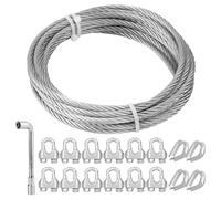 TooTaci 6mm Cuerda de alambre, 5M Cable Acero 3mm inoxidable, 6mm Heavy Duty aviones Cable Wire Kits para sistemas de poleas al aire libre, tendedero Kit, Alambre para colgar en interior y exterior