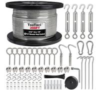 TooTaci Kit de Cable de Acero Inoxidable de 3mm y 60M Revestido en Vinilo - Con Tensores M5 para Colgado de Luces, Tendedero, Enrejado de Jardín y Cortinas