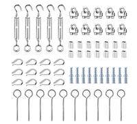 TooTaci kit de tensor de acero inoxidable para cable de 1/8 ",Tensor M5, clip de cuerda de cable M3, dedales M3, tornillo de retraso de correas de ojo de alambre M5