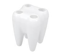 Tooth Shaped Toothbrush Holder, Stylish 4-Hole Bathroom Stand, ABS Material, Compact, Multifunctional Storage Organizer for Sink Countertop Tools and Accessories, 7.3x7.3x9.7cm