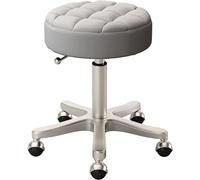 TOOTHGENERIC Taburete Redondo con Ruedas, elevación giratoria de 360°, salón de Belleza, SPA, Masaje, Tatuaje, Maquillaje, Taburete de Trabajo con 5 Garras y Ruedas(Color:Light Grey)