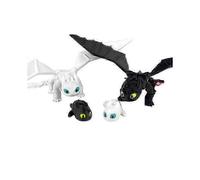 Toothless and the Light Fury Family 3D Figure Set - How to Train Your Dragon, 22 cm