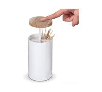 Toothpick Holder Dispenser, Cotton Swab Box Pop-Up Automatic Toothpick Dispenser Q Tip Storage Holder