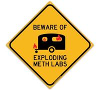 Toothsome Studios Beware of Exploding Meth Labs - Señal de camino divertida de lata de 30,5 x 30,5 cm