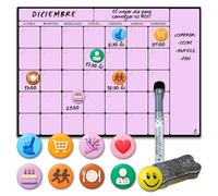 toots - Calendario Magnético Nevera A3 (42x30) Lila Art Deco, Planificador Mensual y Semanal con Marcador Negro, Borrador, Emoji y 8 Imanes Temáticos | Pizarra Cocina