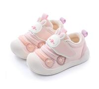 TootyTots Zapatillas de correr para bebés y niñas | Suela antideslizante, diseño sin cordones, malla de punto transpirable, suela suave para interior y exterior, K139 Rosa, 22 EU
