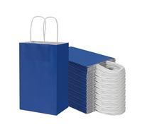 Toovip - Paquete de 100 bolsas pequeñas de papel kraft de 5.25 x 3.25 x 8.25 pulgadas con asas a granel, bolsas de regalo para regalos, comestibles, fiestas minoristas, cumpleaños, compras, negocios,