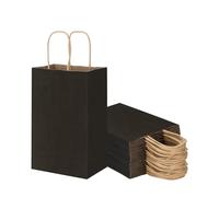 Toovip Paquete de 25 bolsas pequeñas de papel kraft de 5.25 x 3.25 x 8.25 pulgadas con asas a granel, bolsas de regalo para recuerdos de comestibles, fiestas al por menor, cumpleaños, compras,